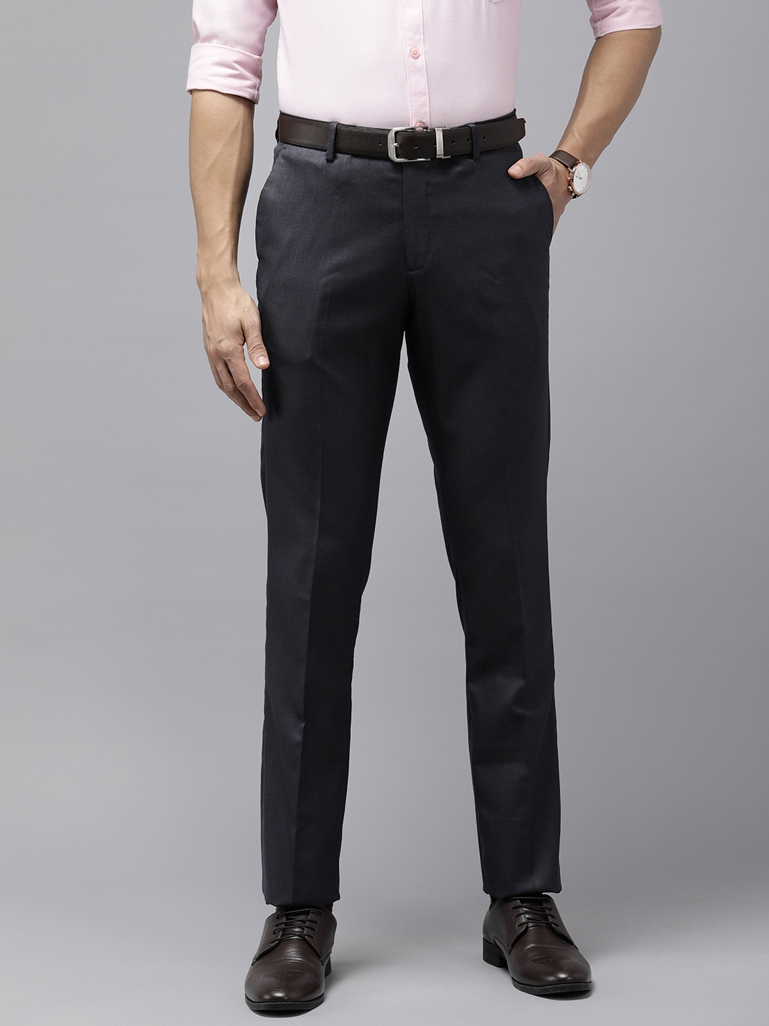 

Arrow Men Solid Tailored Fit Formal Trousers, Black