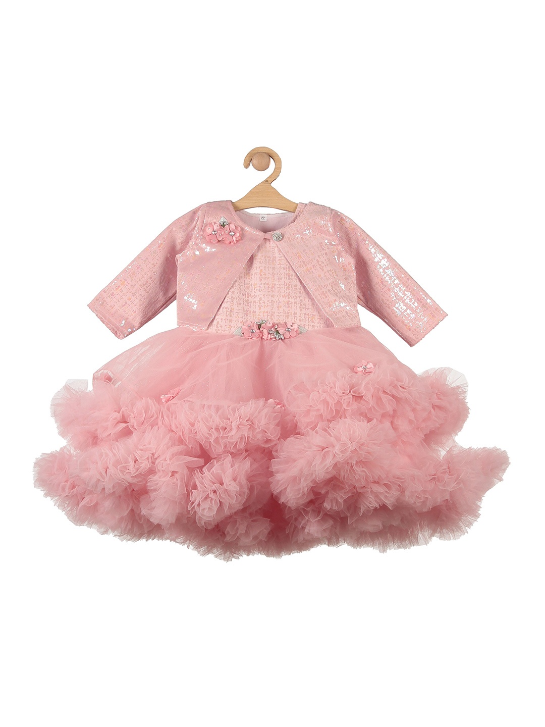 

Lil Lollipop Girls Applique Dress With Jacket, Pink