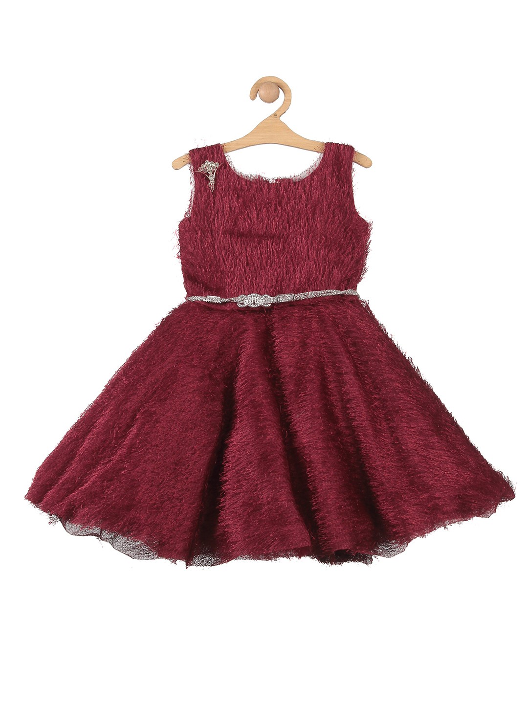 

Lil Lollipop Girls Fuzzy Belted Cotton Dress, Maroon
