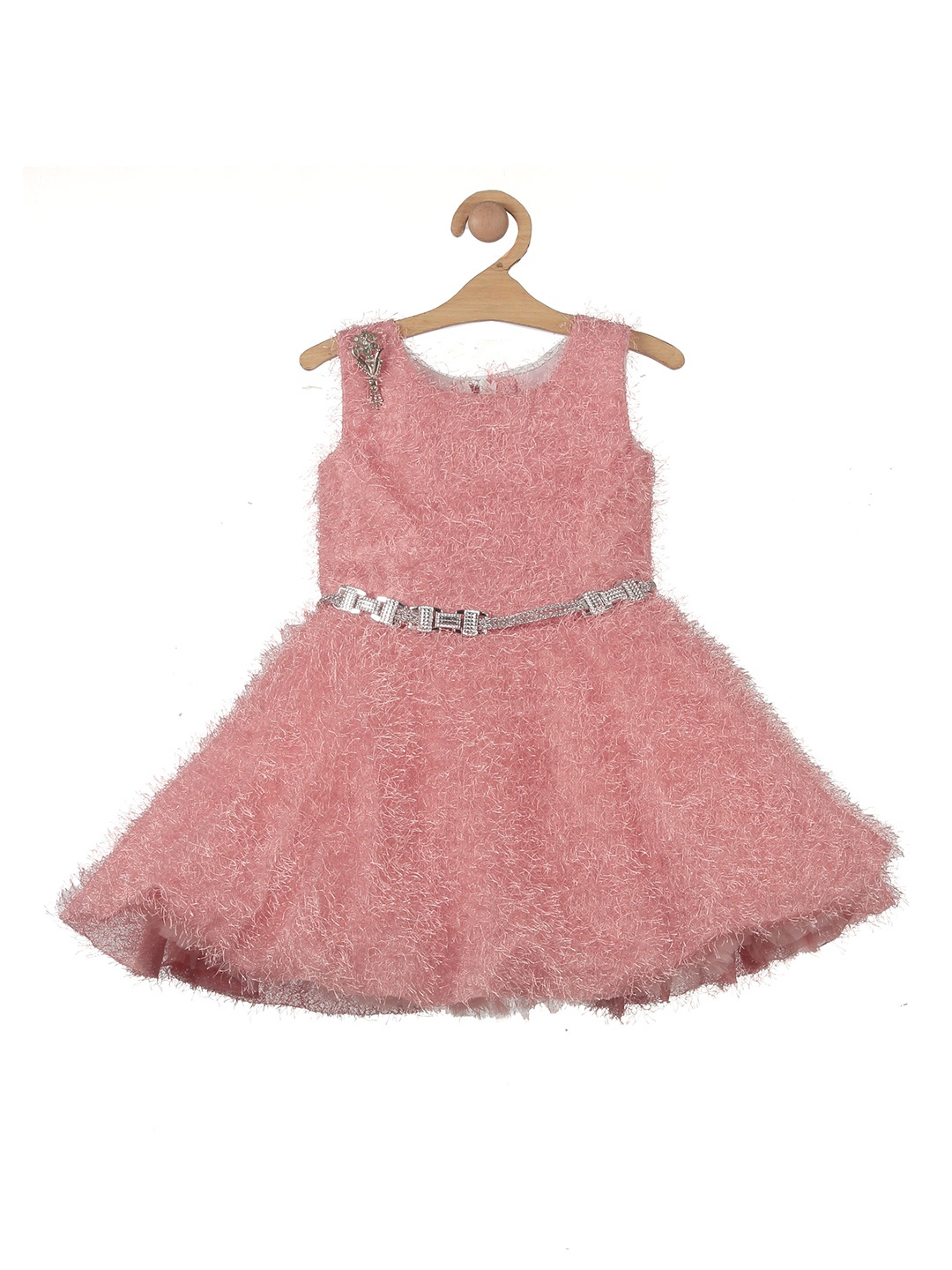 

Lil Lollipop Girls Self Design Sleeveless Dress, Peach