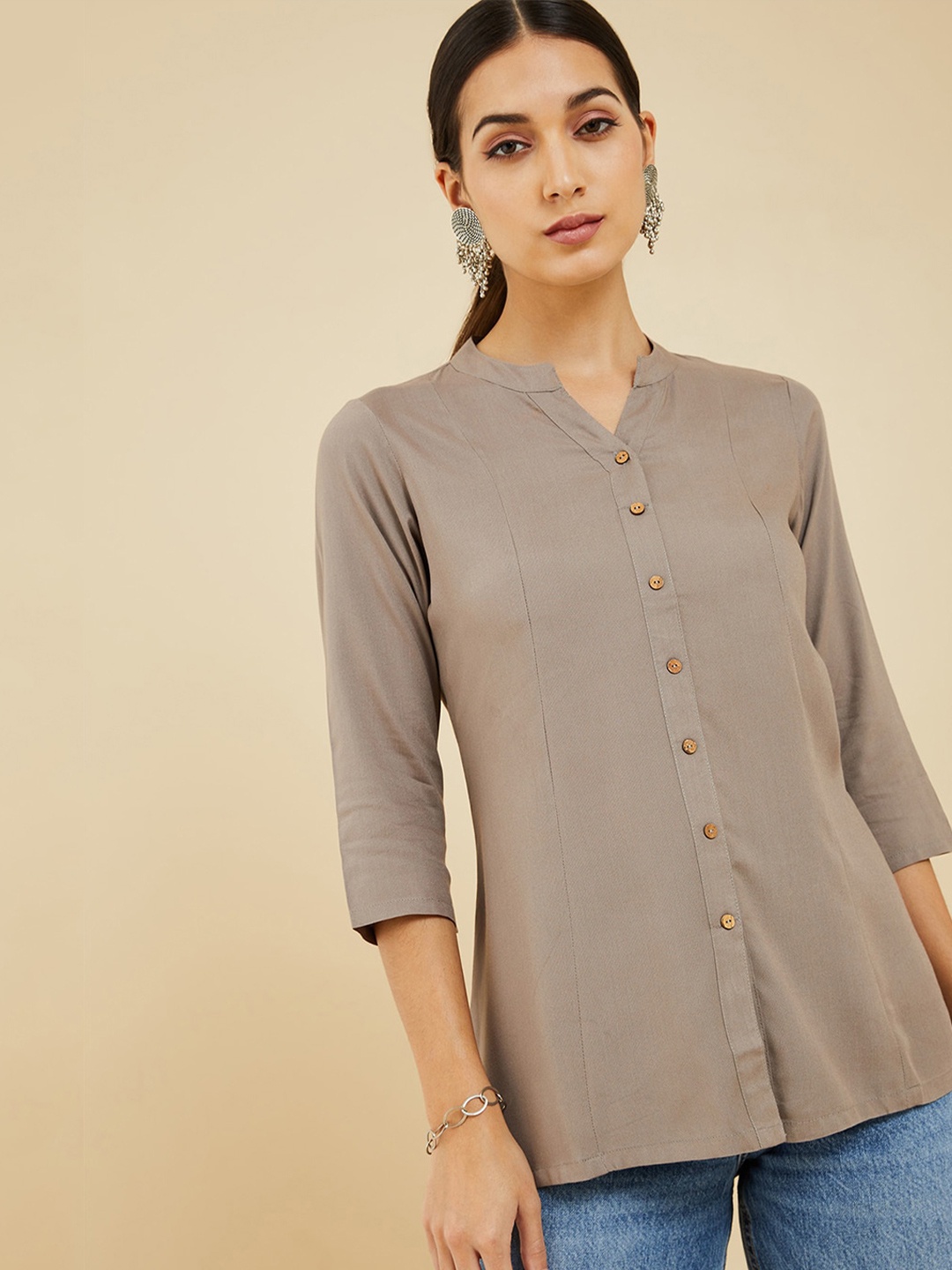 

Soch Mandarin Collar Tunic, Khaki