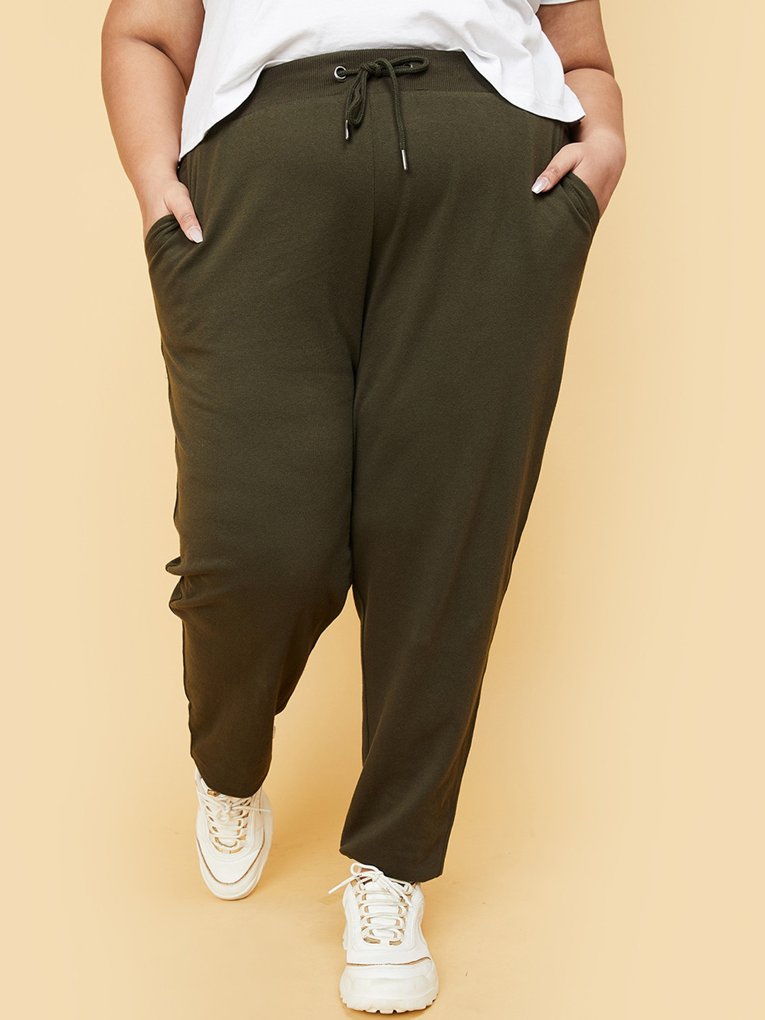 

max Women Mid-Rise Plus Size Regular-Fit Track Pants, Green