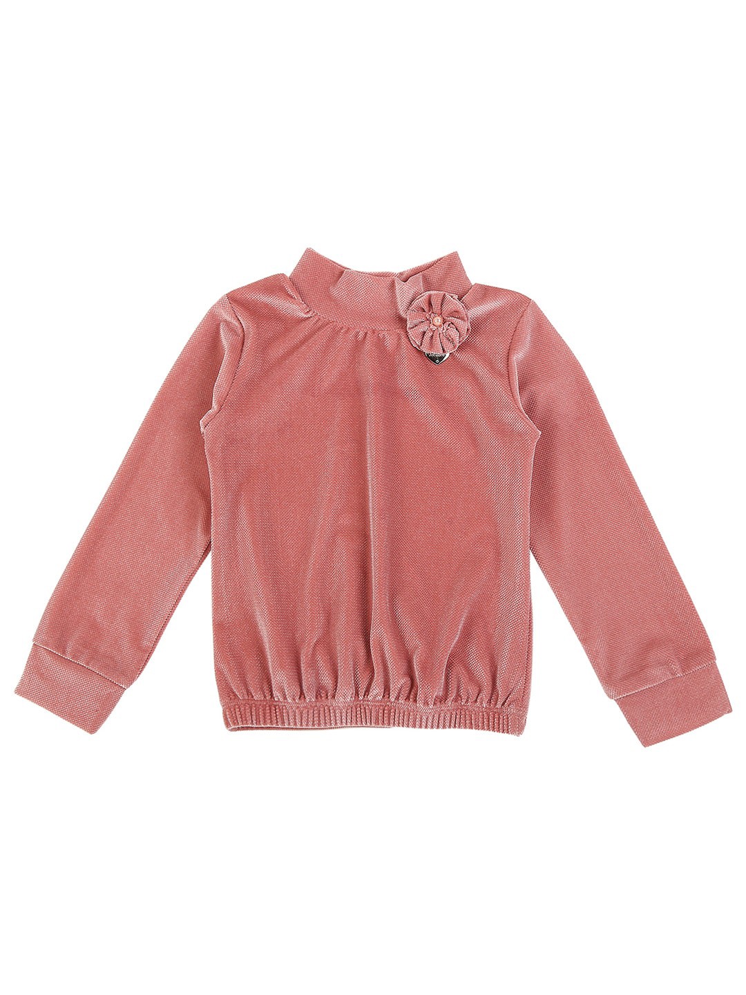 

Actuel Girls Solid Velvet Long Sleeves Top, Peach
