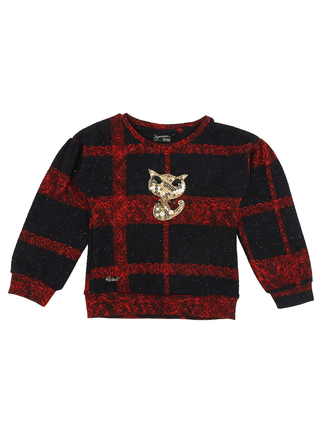 

Actuel Girls Navy Blue Checked Sweatshirt