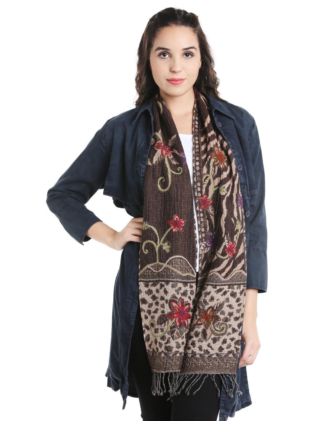 

Noi Brown Printed Woollen Stole