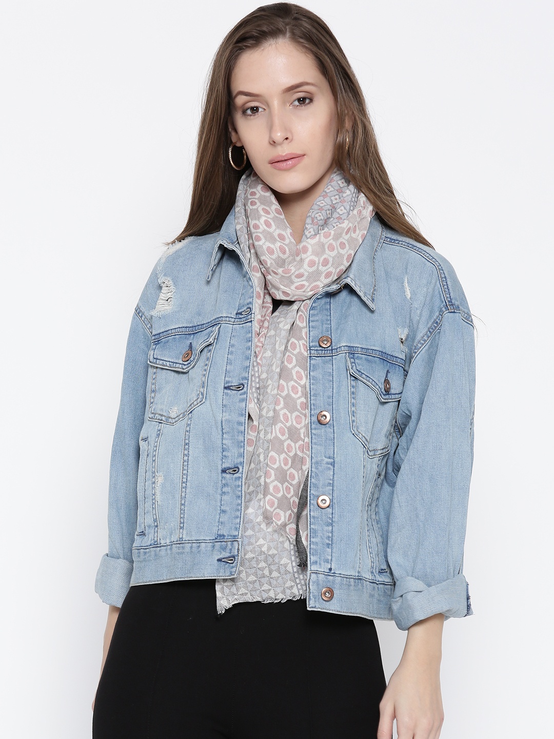 

Noi Grey & Off-White Printed Stole