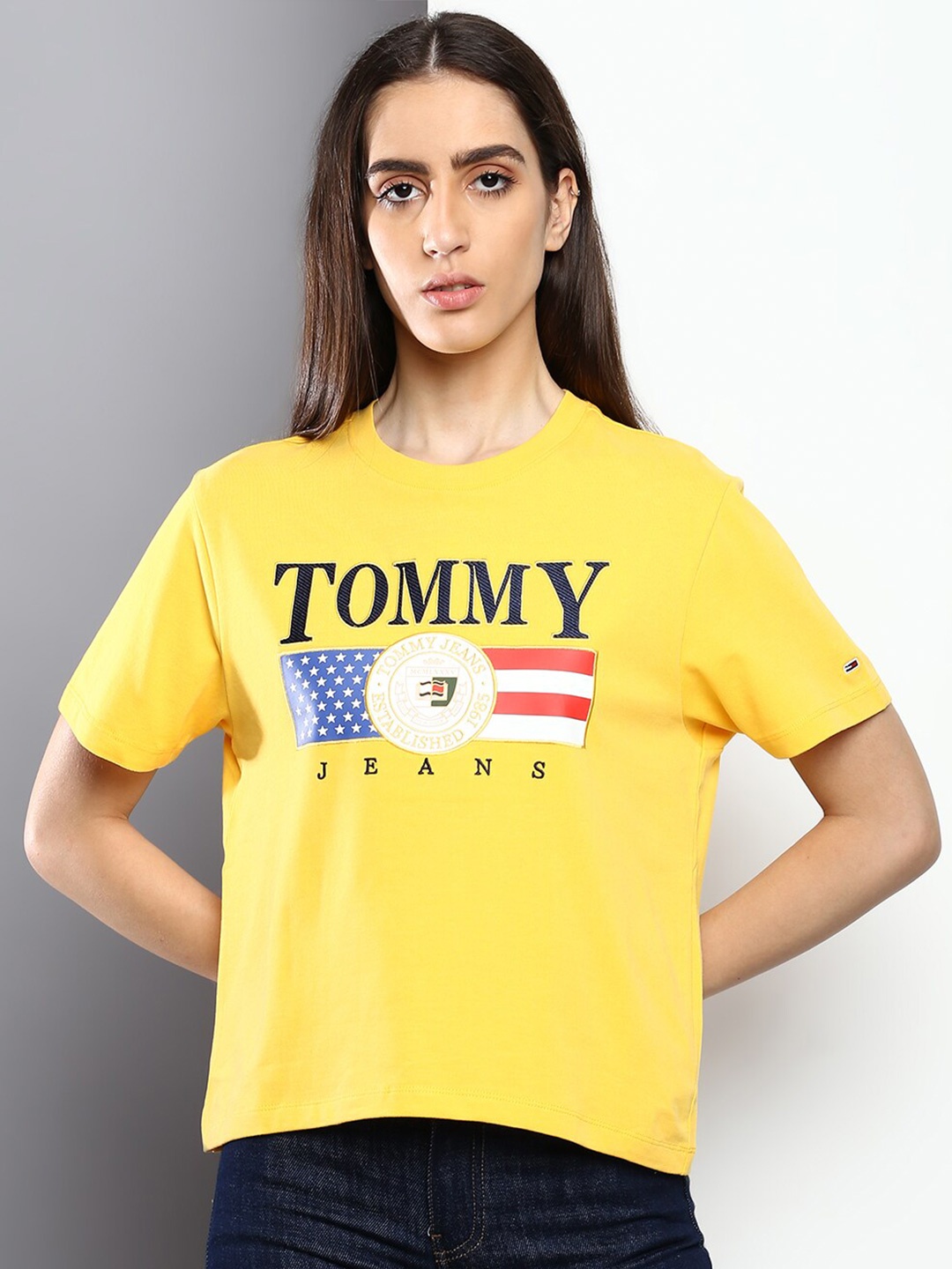 

Tommy Hilfiger Typography Printed T-shirt, Yellow