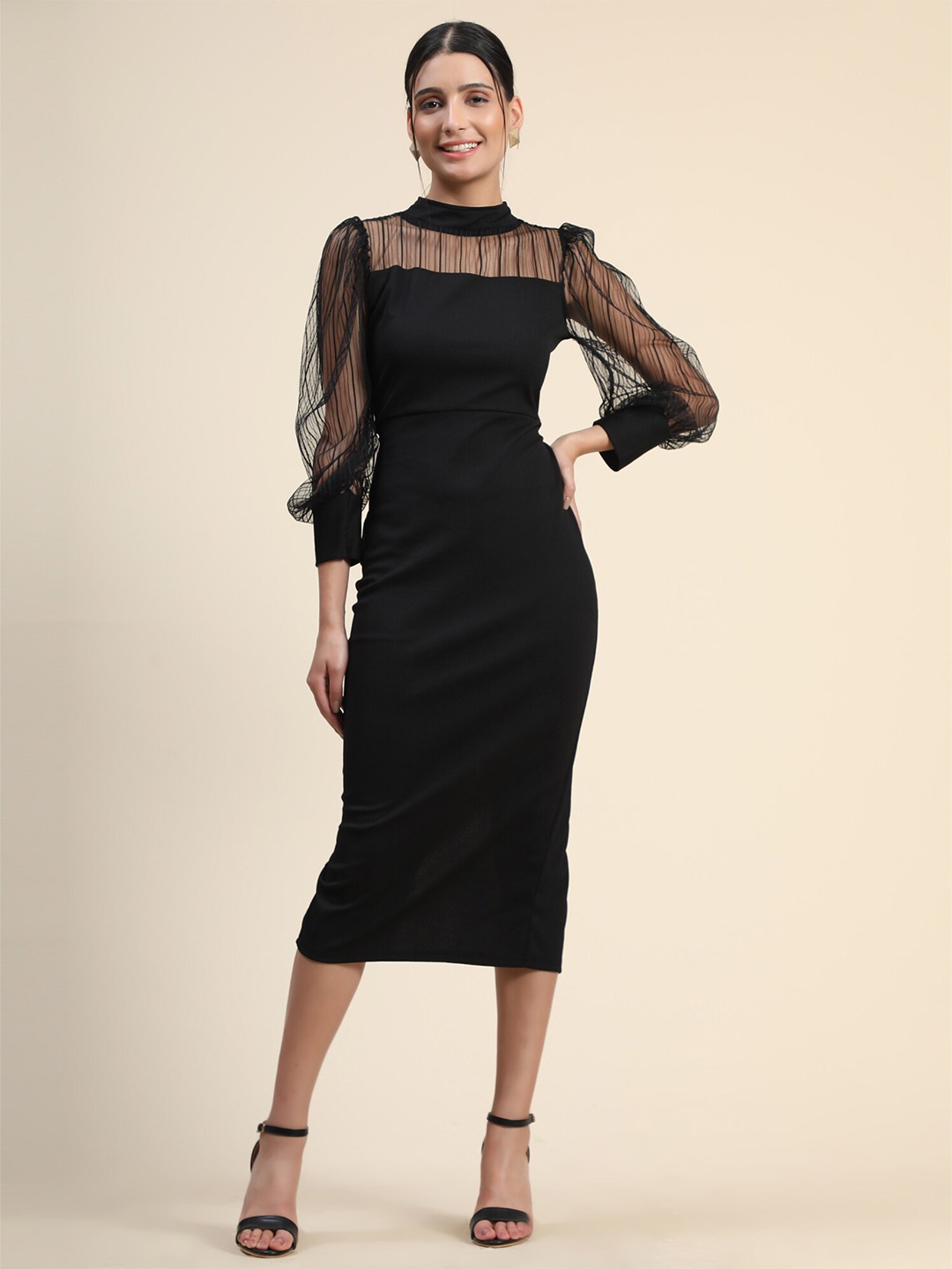 

WESTHOOD Black Sheath Midi Dress