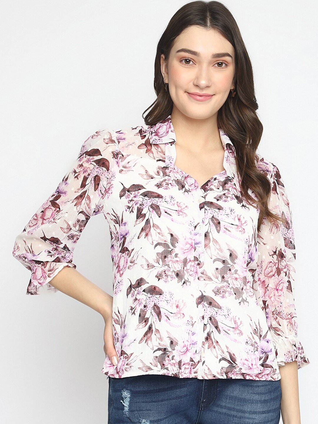 

Latin Quarters Floral Printed Top, White