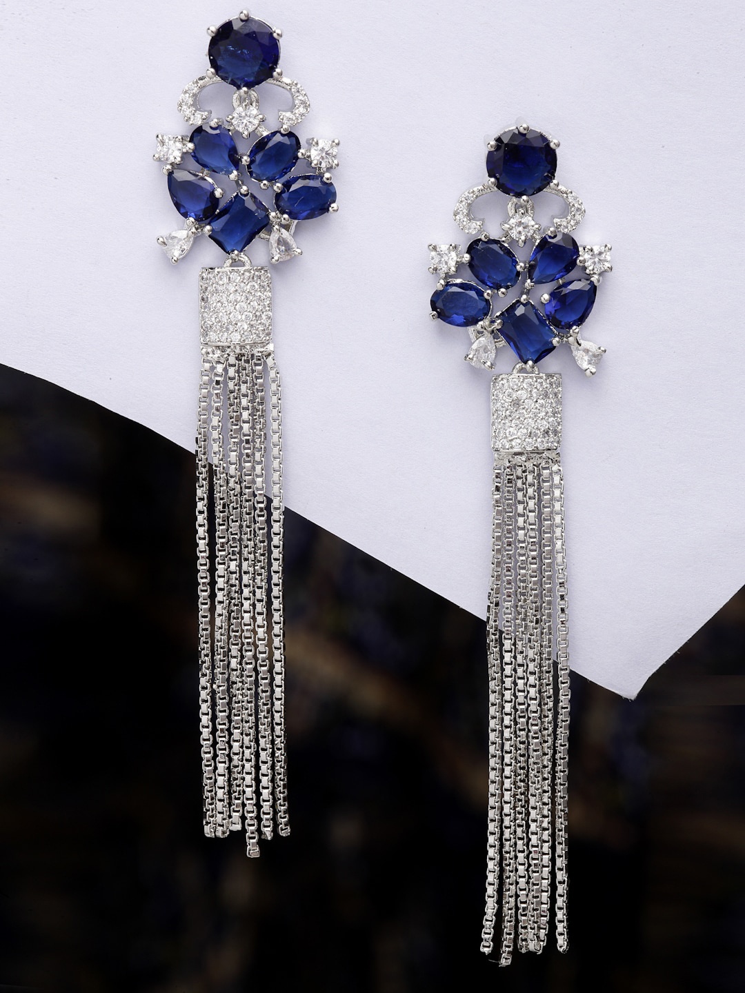 

ZENEME Blue Contemporary Drop Earrings