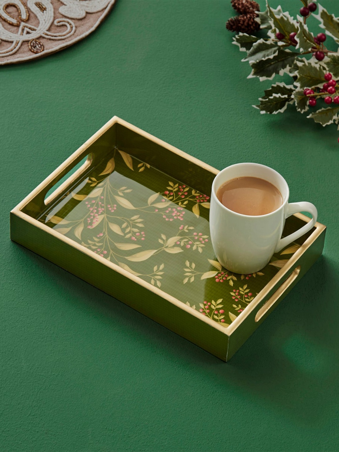 

Home Centre Corsica Noel Green Printed Wood Serving Tray
