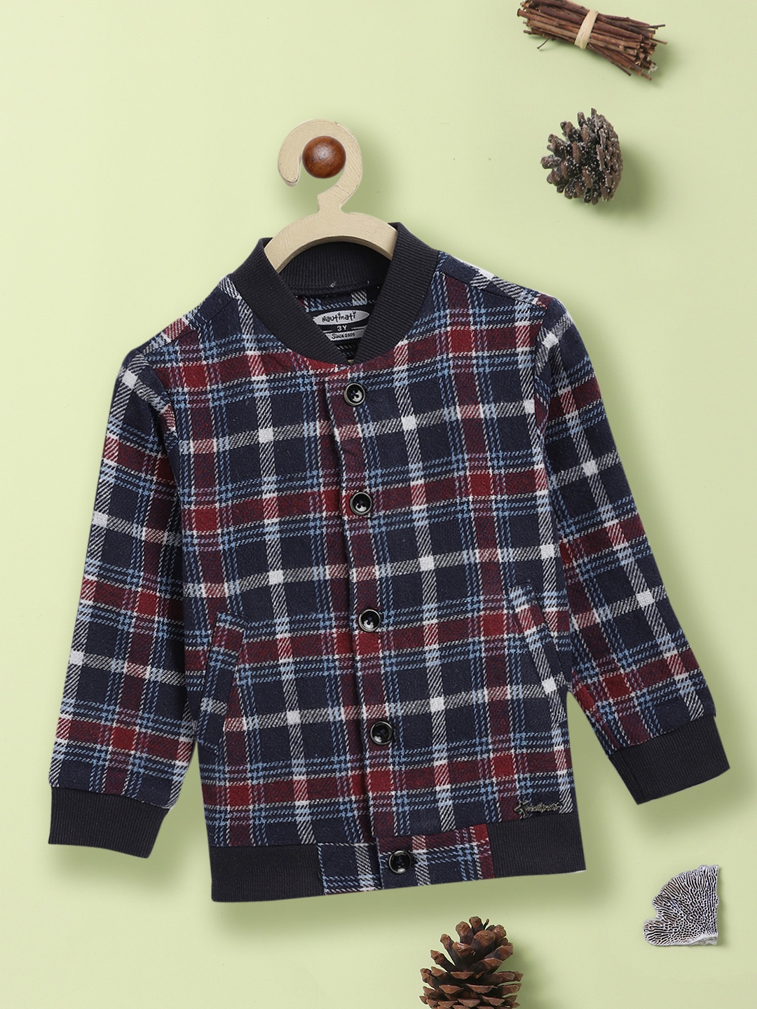 

Nauti Nati Boys Standard Checked Casual Shirt, Navy blue