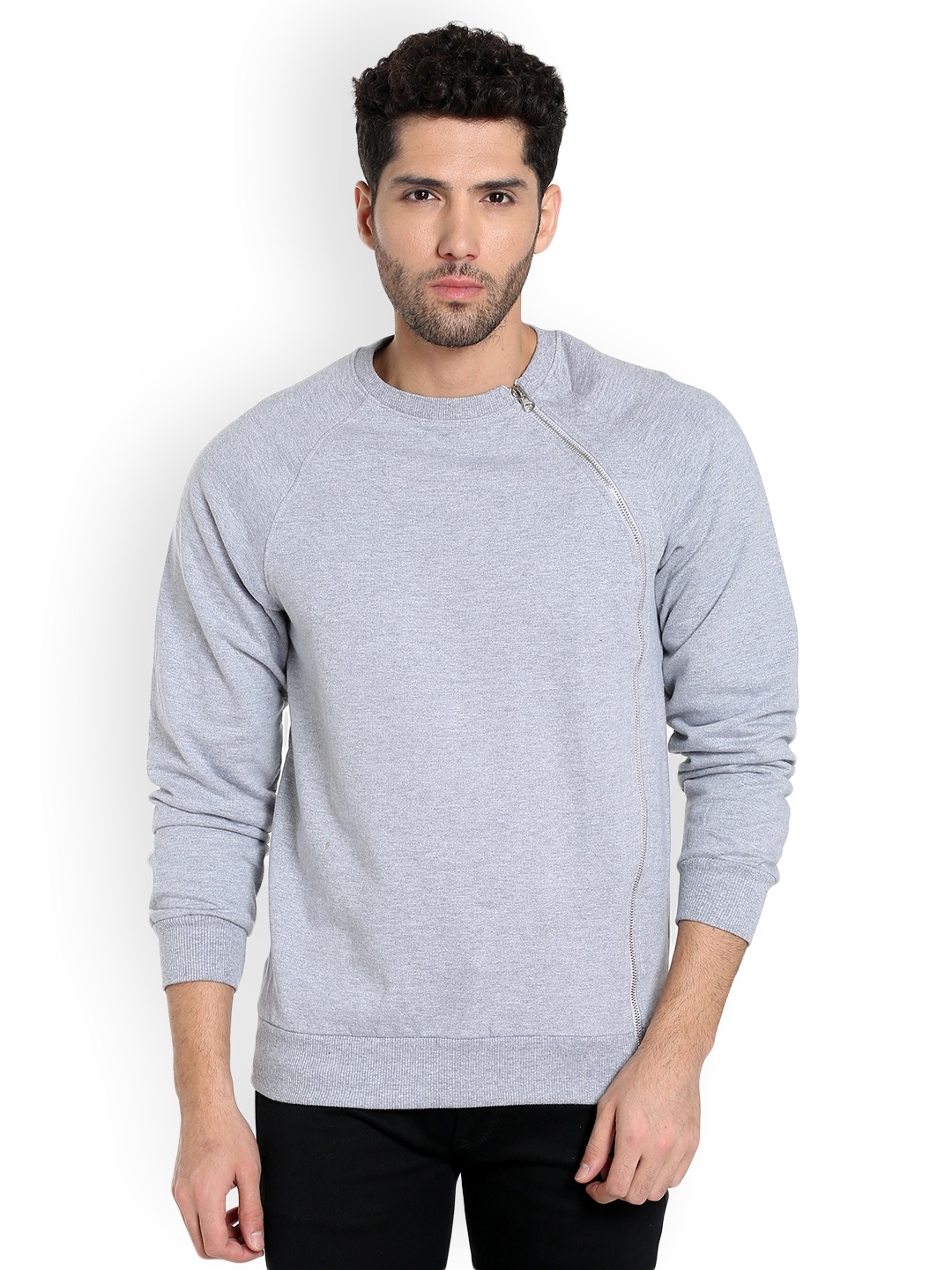 

Campus Sutra Men Grey Solid Sweatshirt