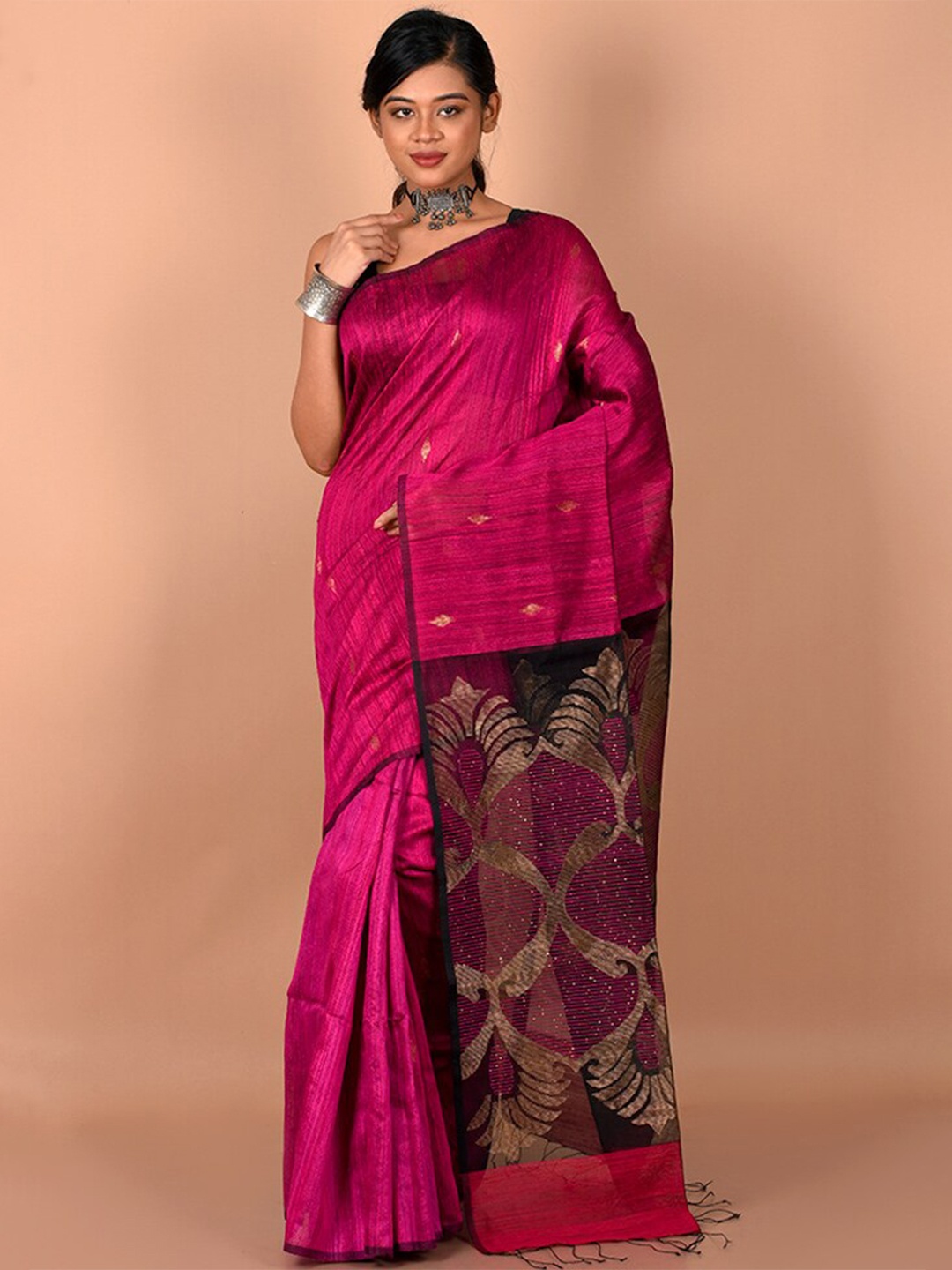 

AllSilks Purple & Black Woven Design Zari Saree