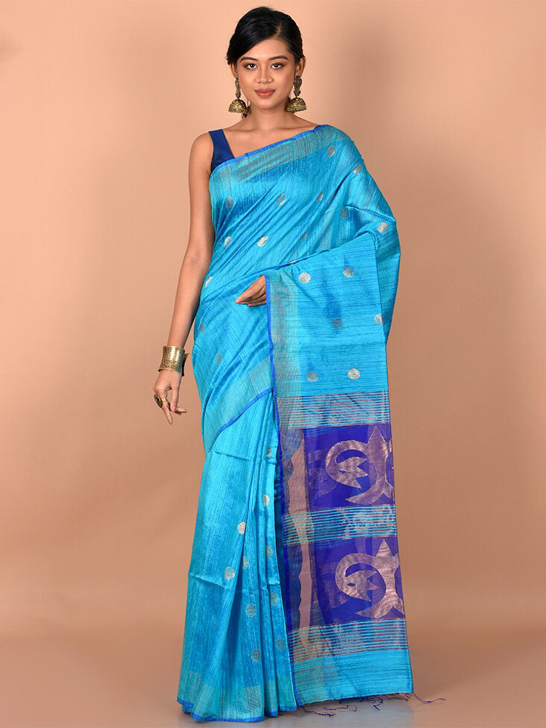 

AllSilks Blue & Purple Woven Design Saree