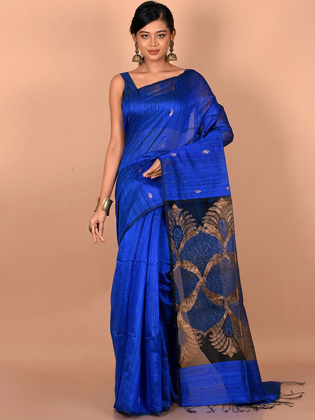 

AllSilks Blue & Black Woven Design Zari Saree