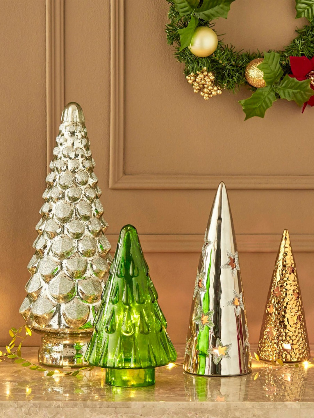 

Home Centre Green Textured Christmas Tree Figurine Showpiece