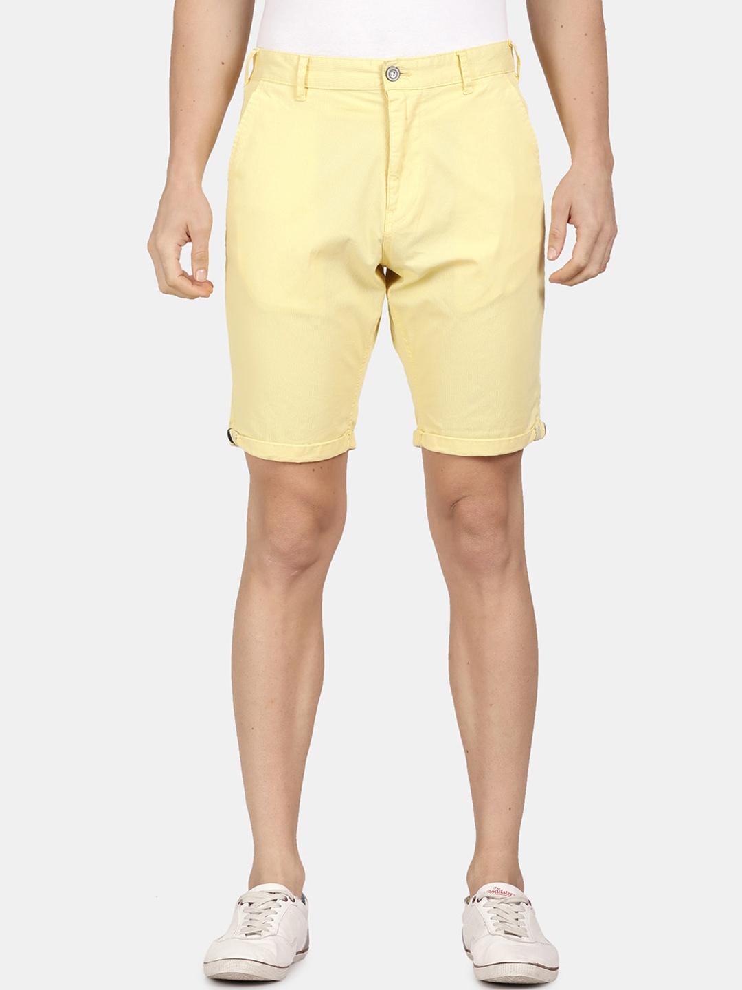 

t-base Men Cotton Shorts, Yellow