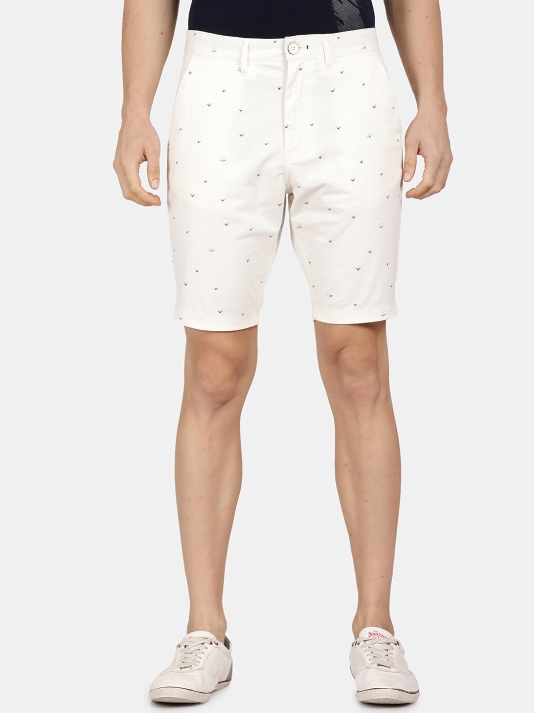 

t-base Men Cotton Printed Shorts, White