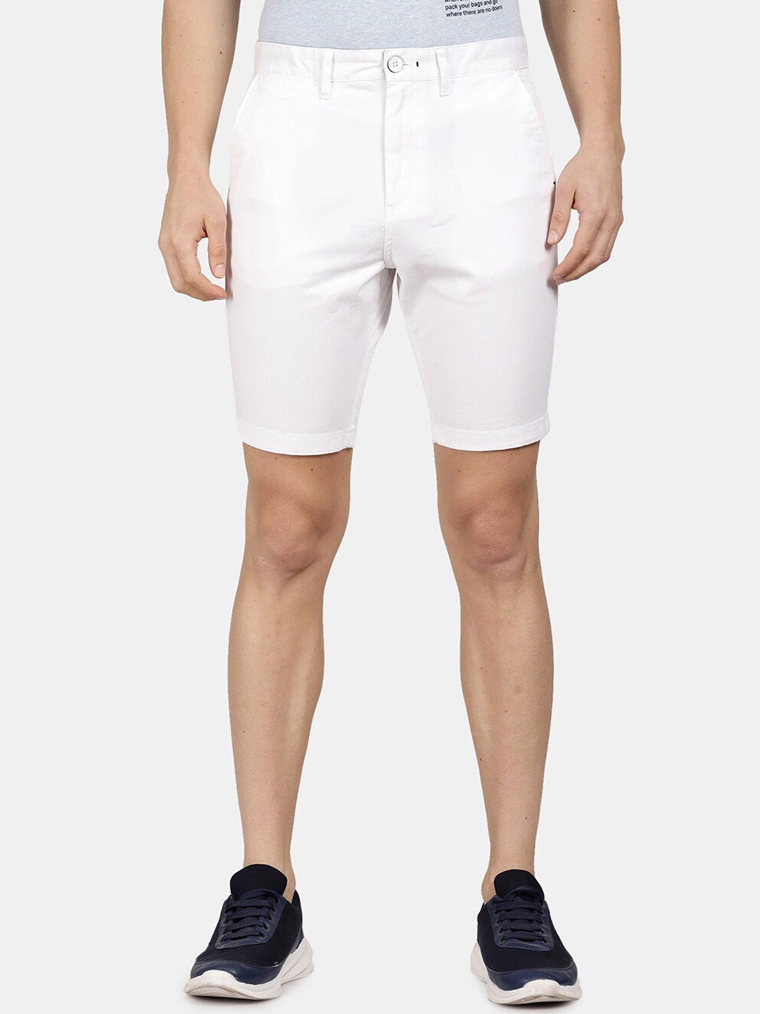 

t-base Men Cotton Shorts, White