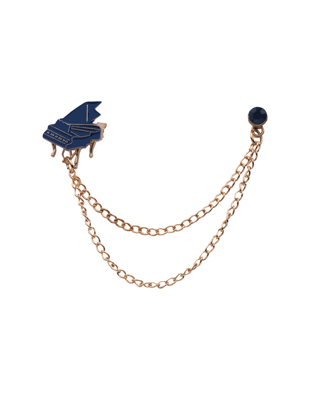 

The Tie Hub Men Piano Brass Lapel Pin, Blue