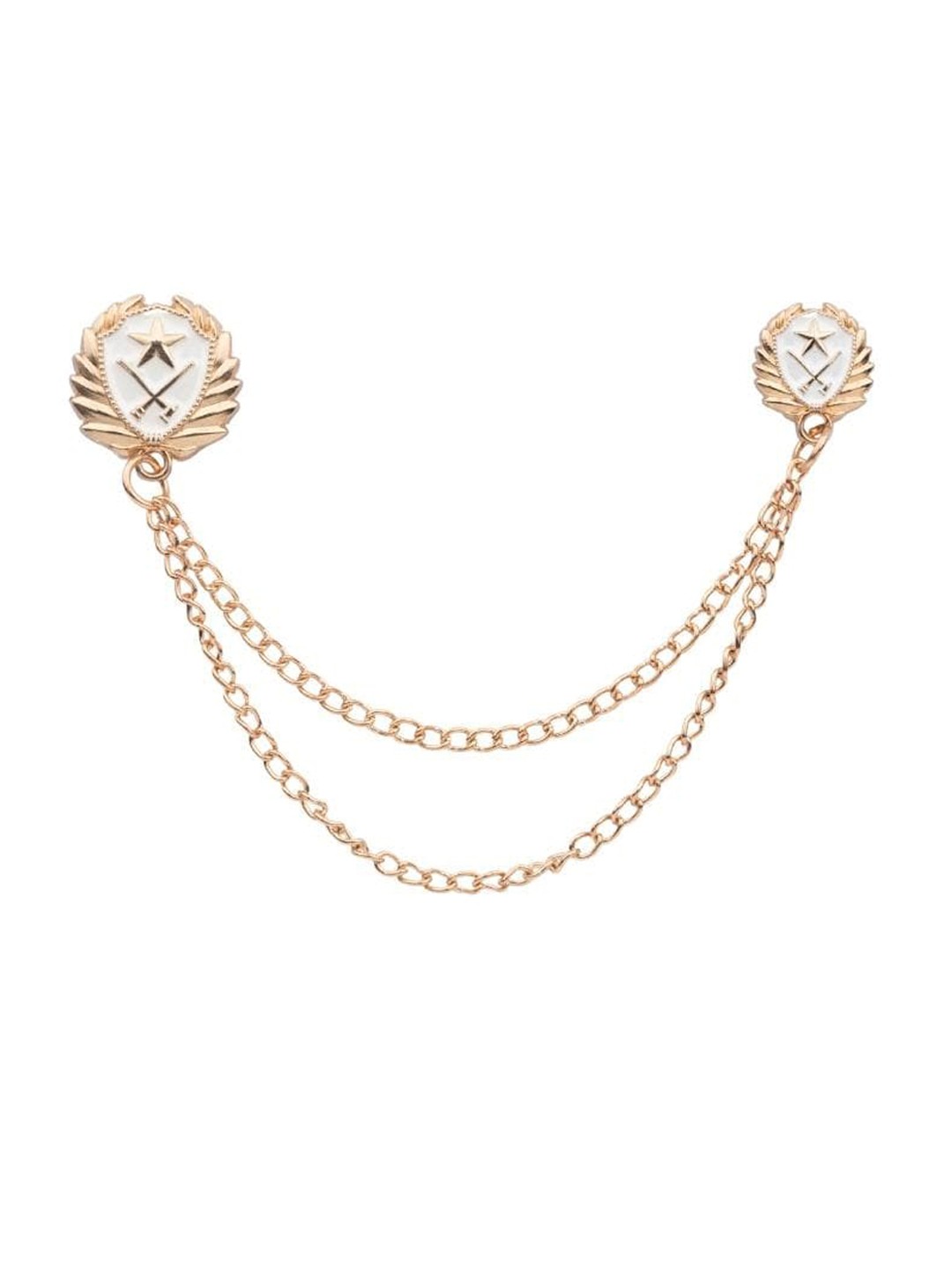 

The Tie Hub Men Embellished Star Chain Lapel Pin, Gold
