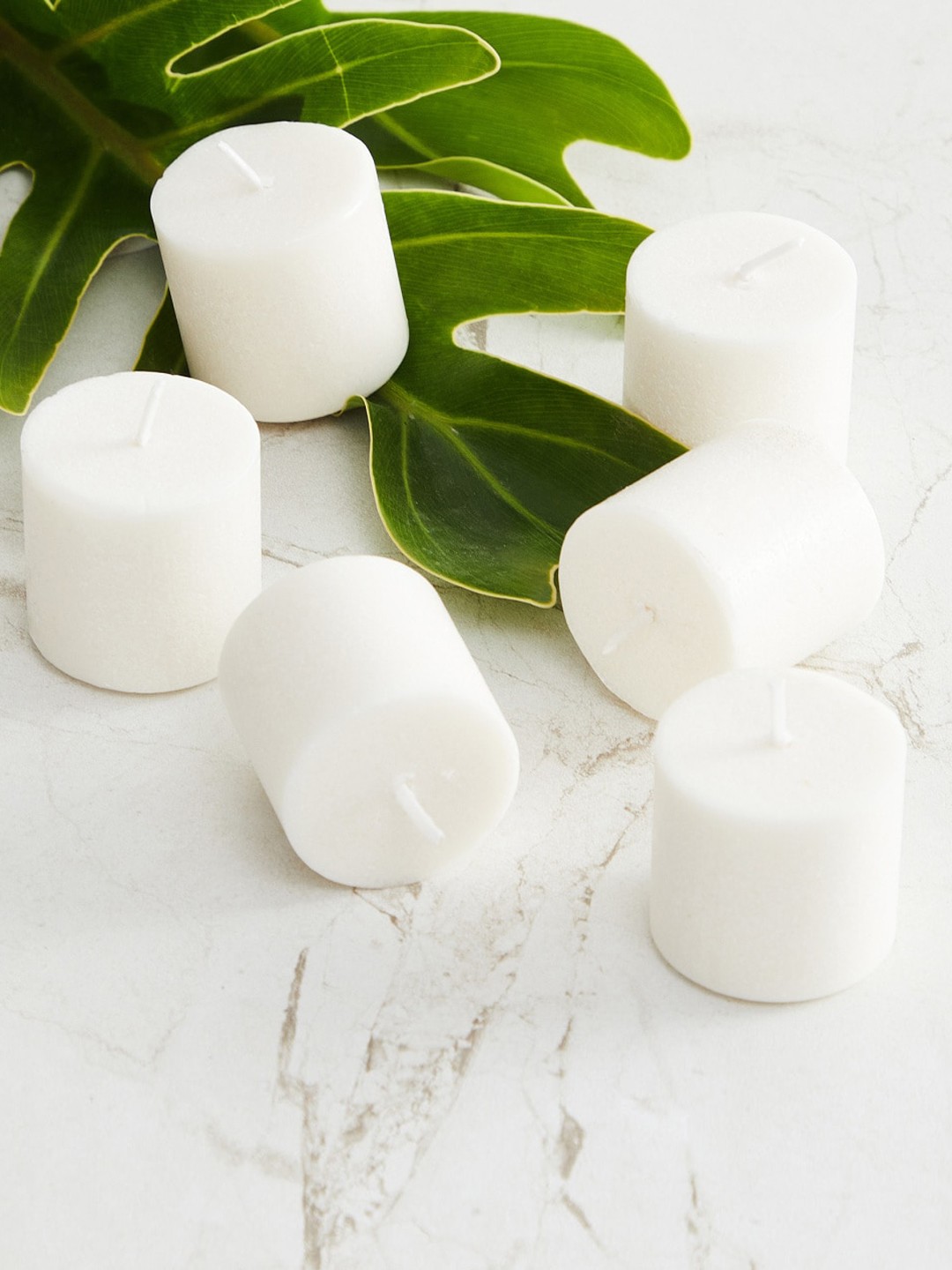 

Home Centre Set Of 6 Marshmallow Vanilla Votive Candles, White