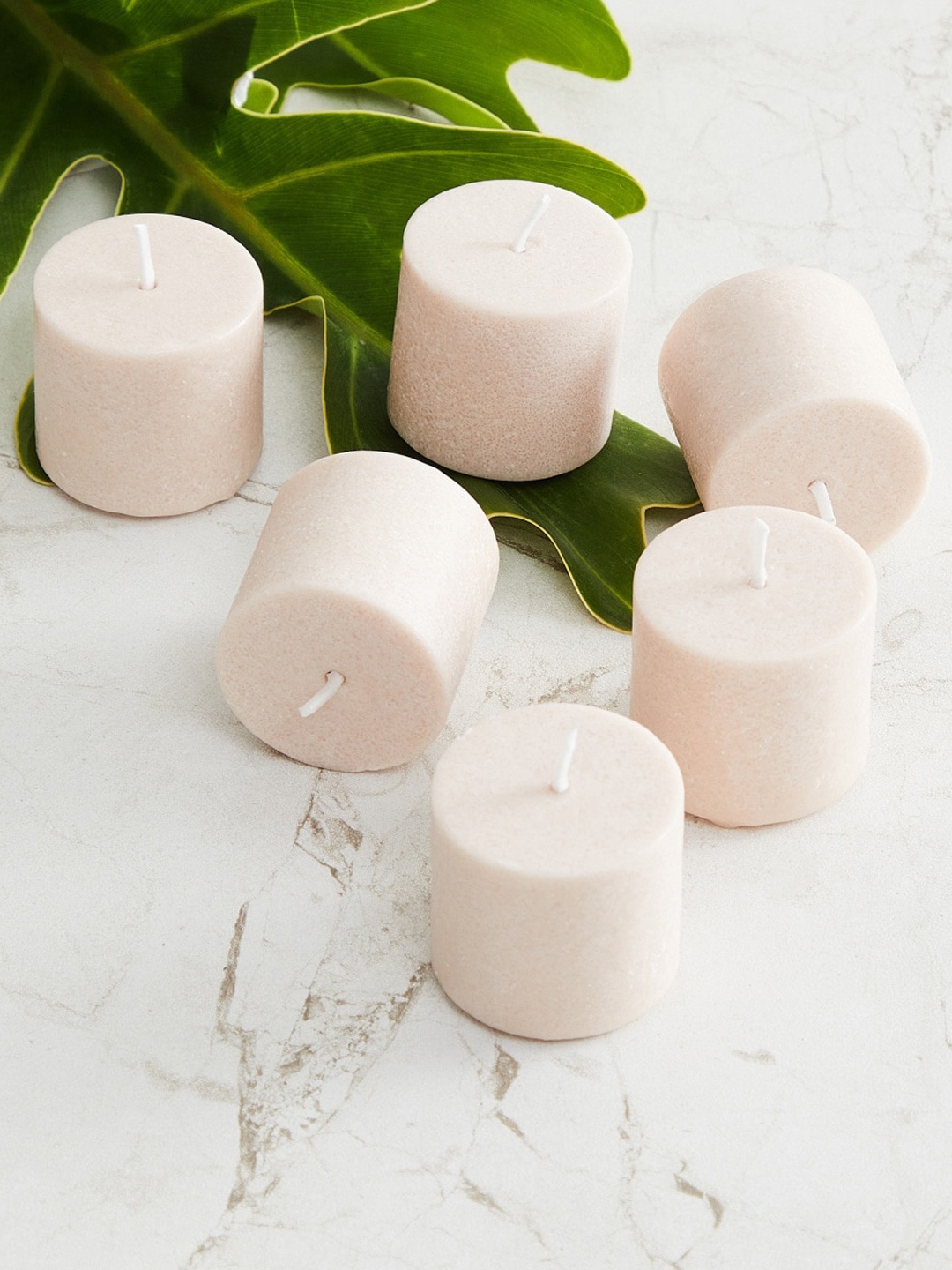 

Home Centre Marshmallow Set of 6 Beige Votives Candles