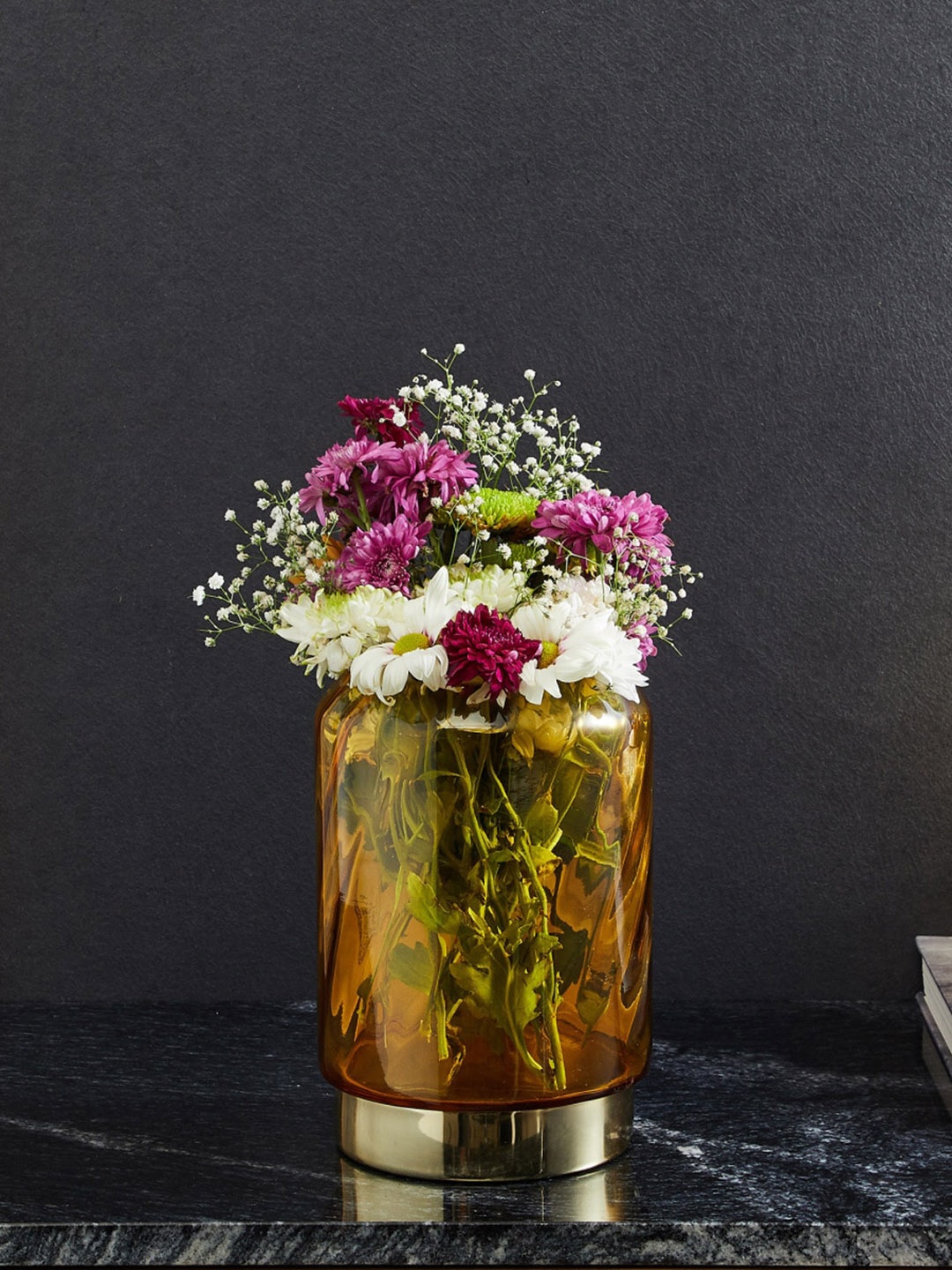 

Home Centre Gold Rush Yellow & Gold-Toned Textured Glass Vases