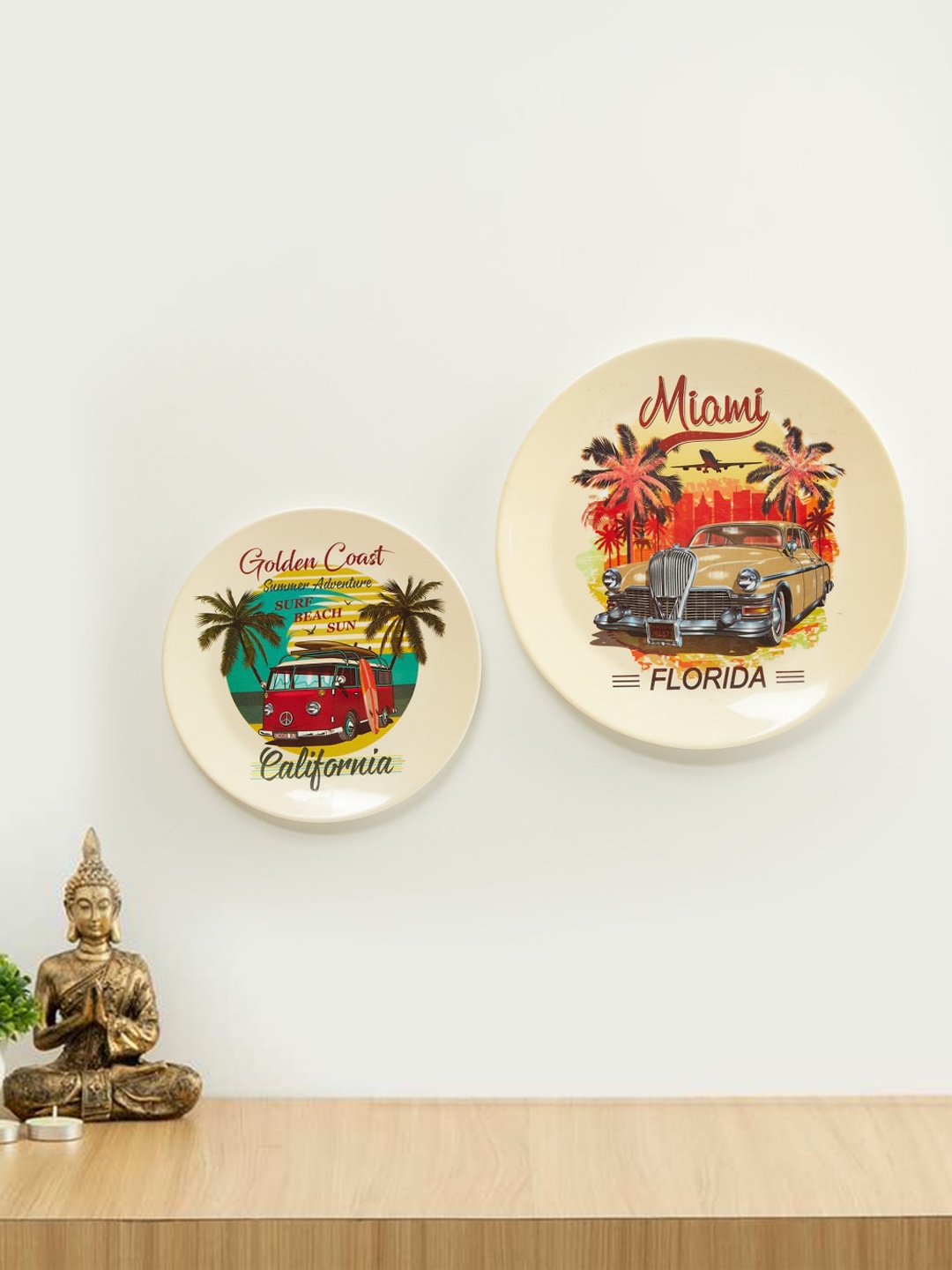 

Home Centre Artesia Beige Set of 2 Printed Melamine Decorative Wall Plates