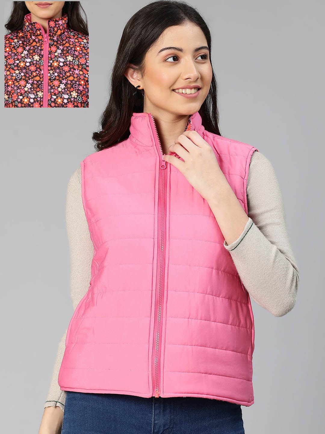 

Oxolloxo Women Reversible Padded Jacket, Multi