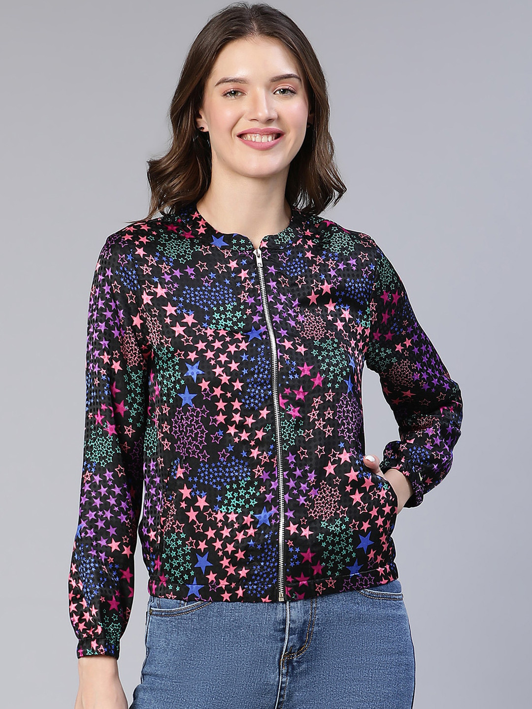 

Oxolloxo Women Floral Lightweight Tailored Jacket, Black