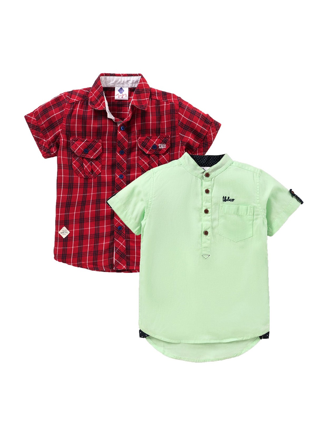 

TONYBOY Boys Pack Of 2 Classic Casual Shirt, Green