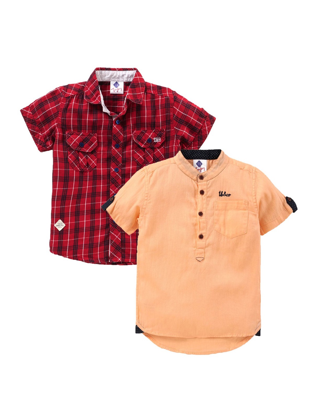 

TONYBOY Boys Pack Of 2 Classic Casual Shirt, Peach