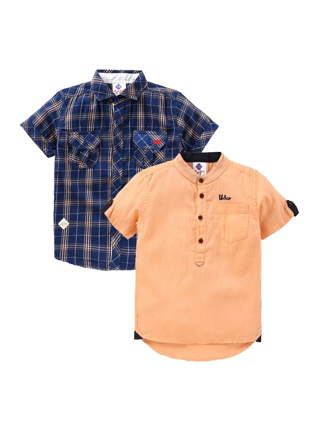 

TONYBOY Boys Pack Of 2 Classic Casual Cotton Shirt, Peach