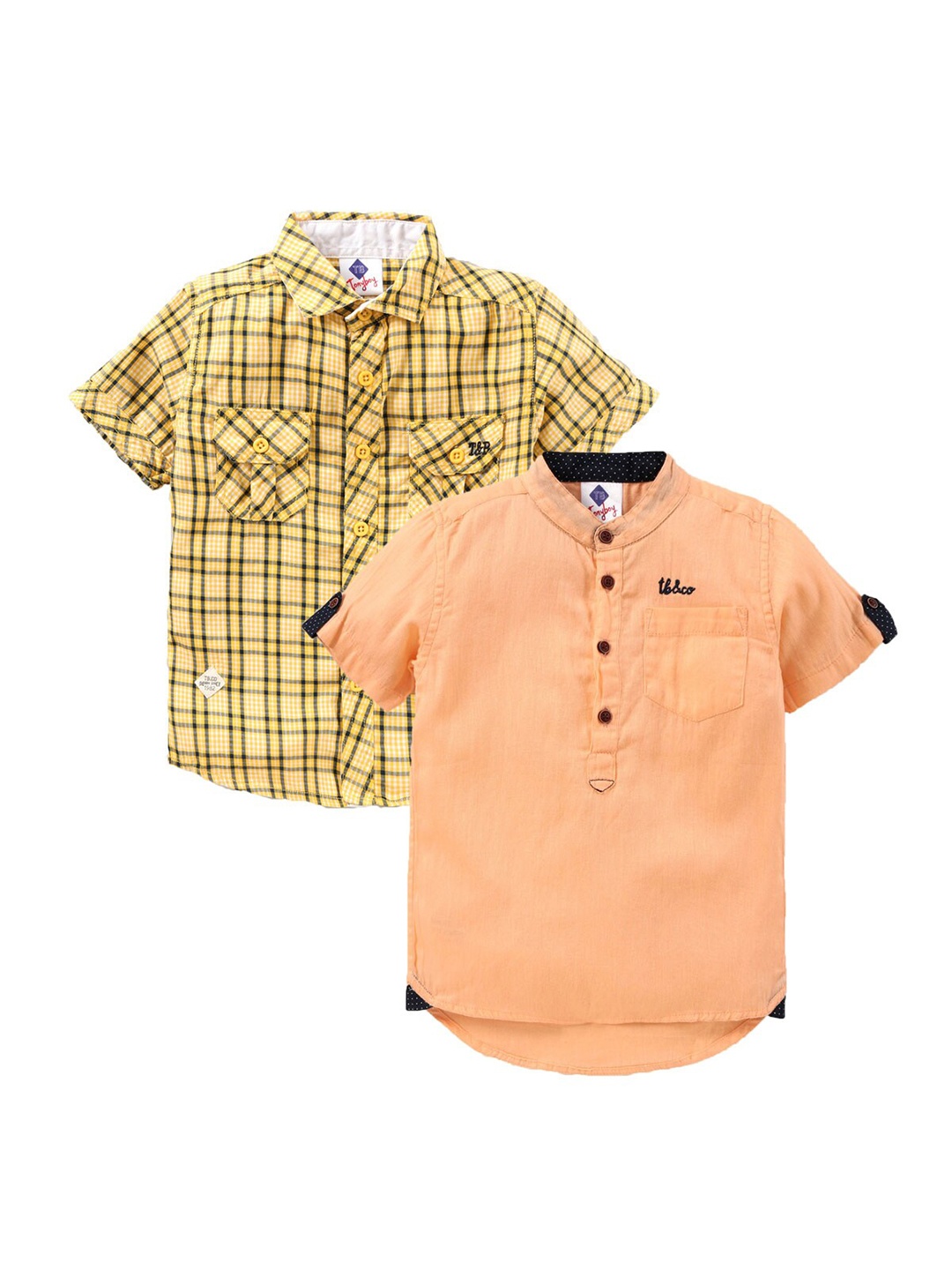 

TONYBOY Boys Pack Of 2 Classic Casual Cotton Shirt, Peach