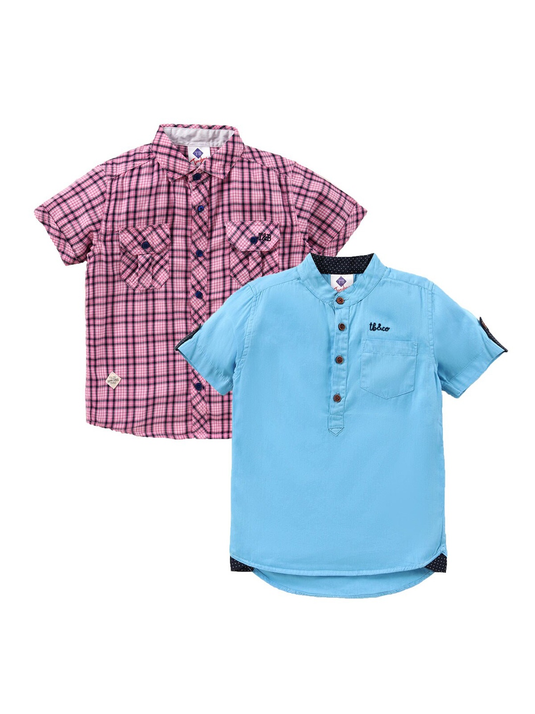 

TONYBOY Boys Pack of 2 Classic Checked Cotton Casual Shirt, Blue
