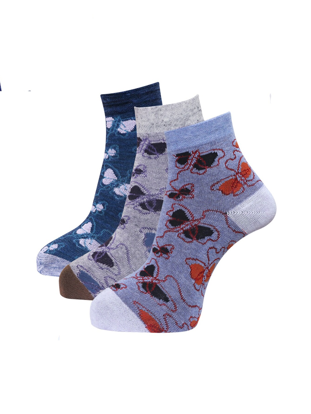 Dollar Socks Women Pack Of 3 Assorted Cotton Ankle-Length Socks