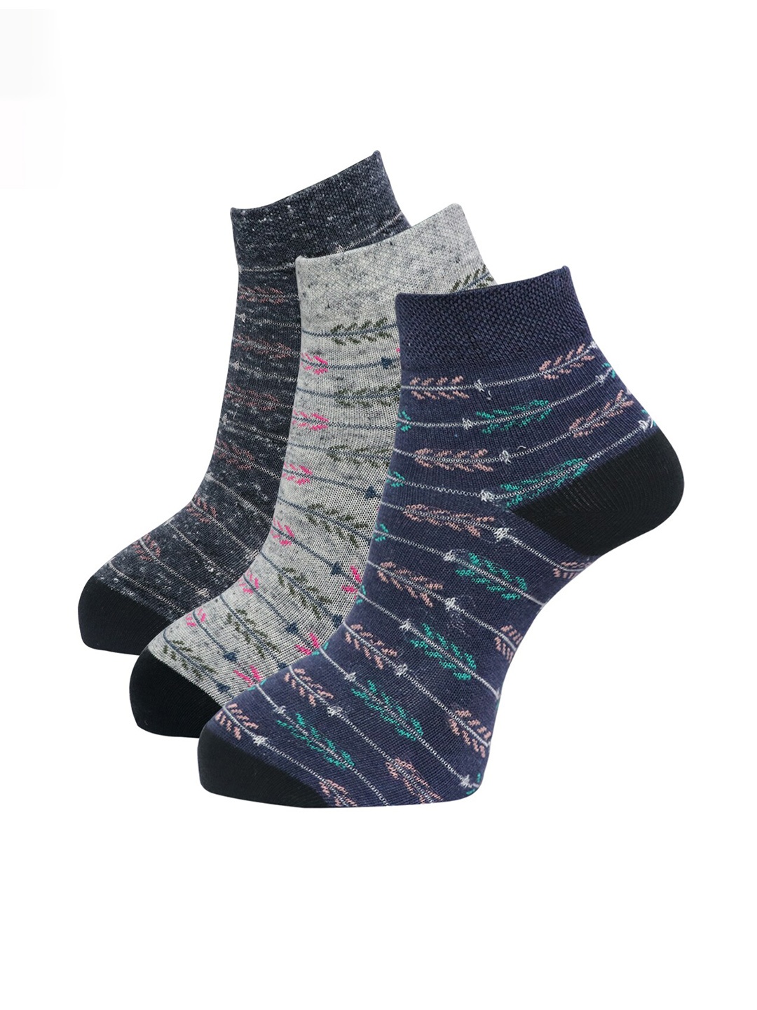 Dollar Socks Women Pack Of 3 Assorted Cotton Ankle-Length Socks