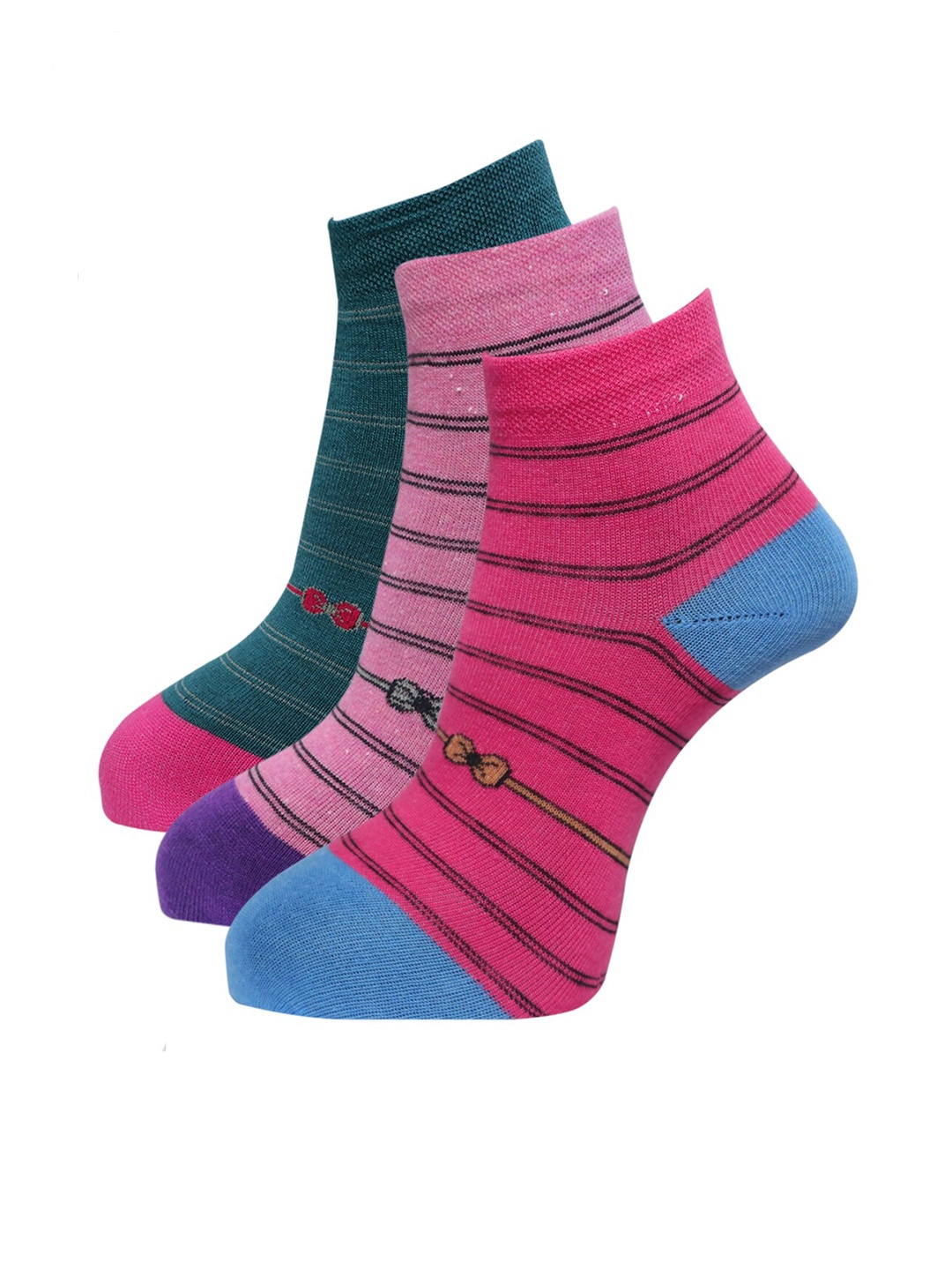 

Dollar Socks Women Pack Of 3 Assorted Cotton Ankle-Length Socks