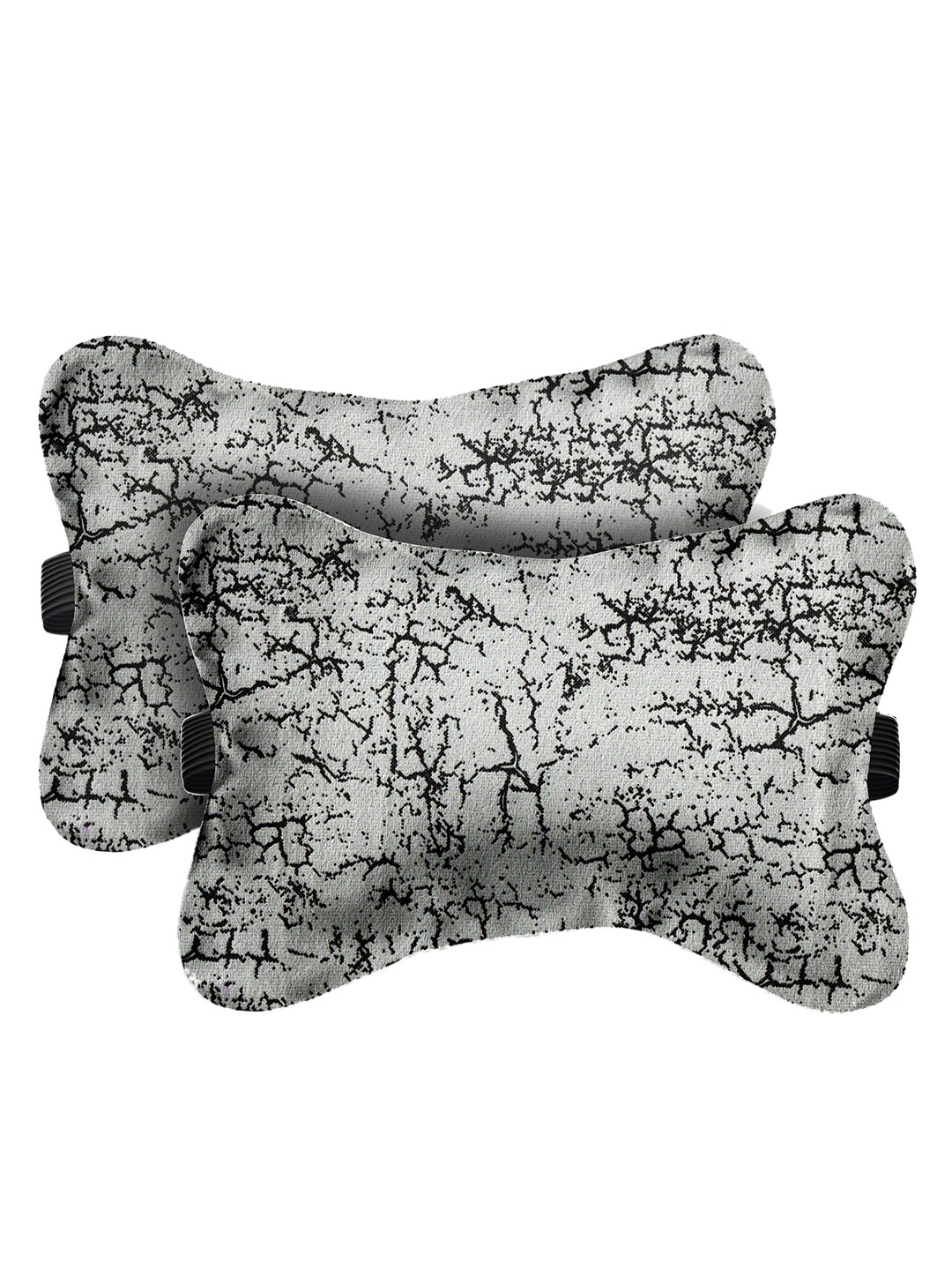 

Lushomes Set Of 2 Grey Printed Bone Neck Rest Pillows