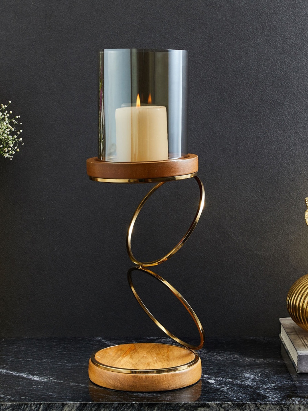 

Home Centre Steel Ring Candle Holder, Gold