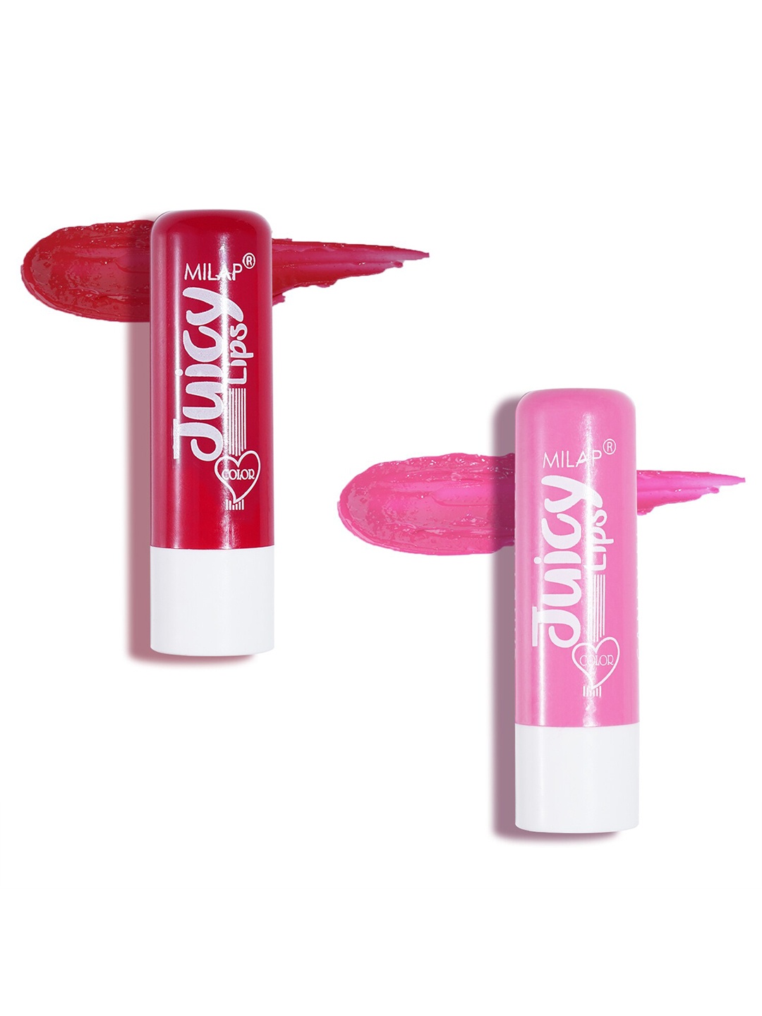 

MILAP Set of 2 Juicy Lip Balms with SPF 15 4 ml Each- Candy Floss & Cherry, Pink