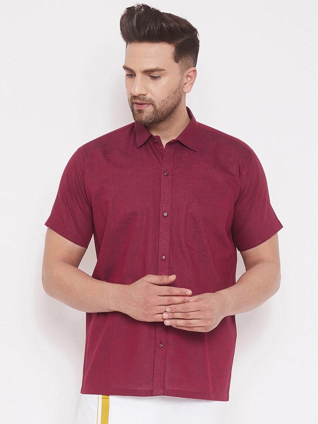 

VASTRAMAY Men Premium Casual Shirt, Maroon