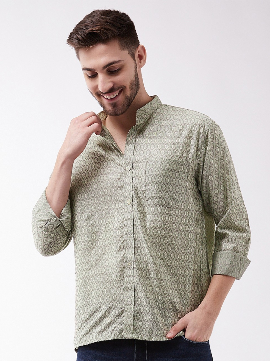 

VASTRAMAY Men Premium Printed Casual Shirt, Beige