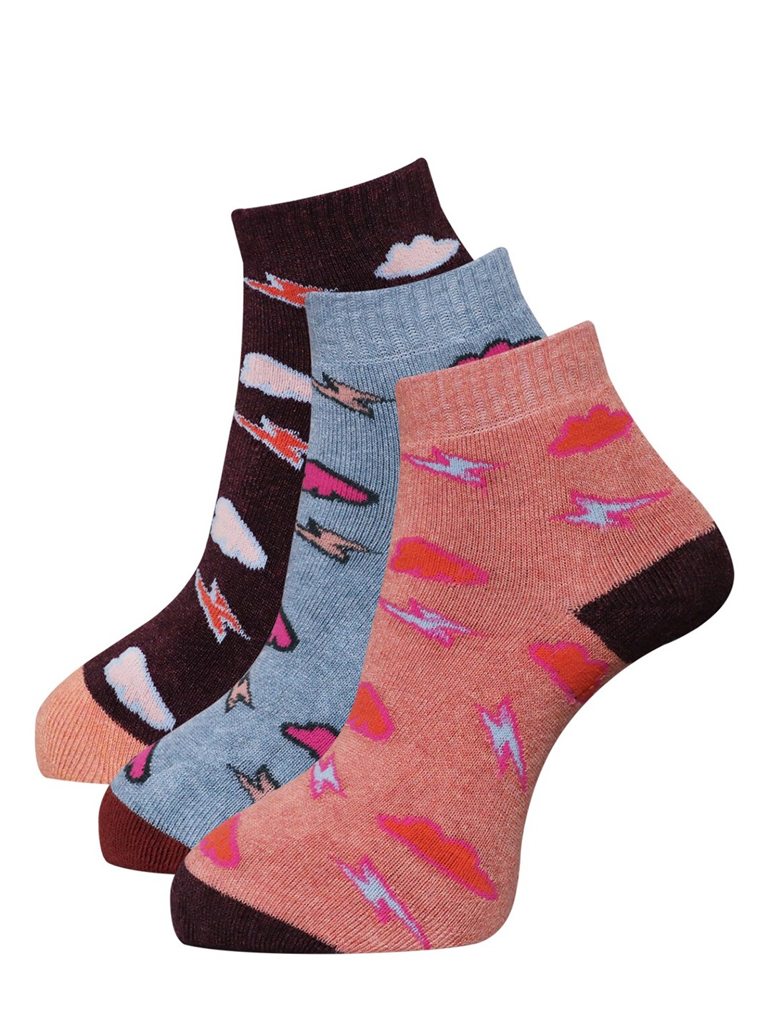 

Dollar Socks Women Pack Of 3 Assorted Cotton Ankle-Length Socks