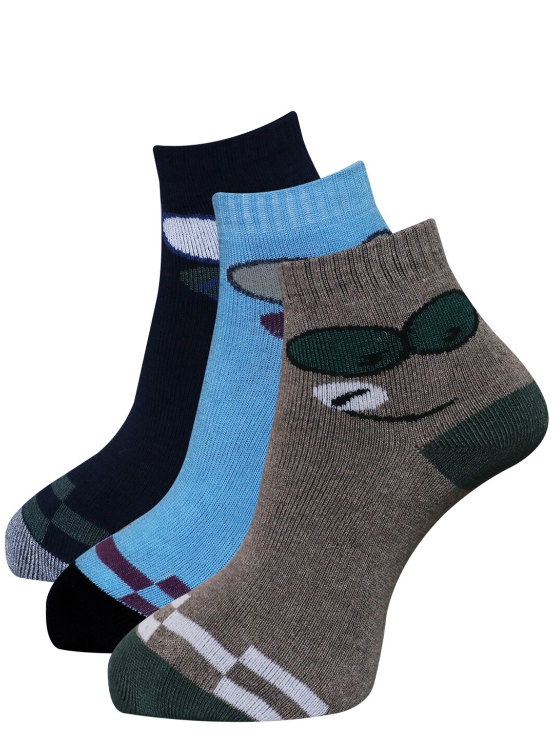 

Dollar Socks Pack Of 3 Assorted Patterned Cotton Ankle-Length Socks
