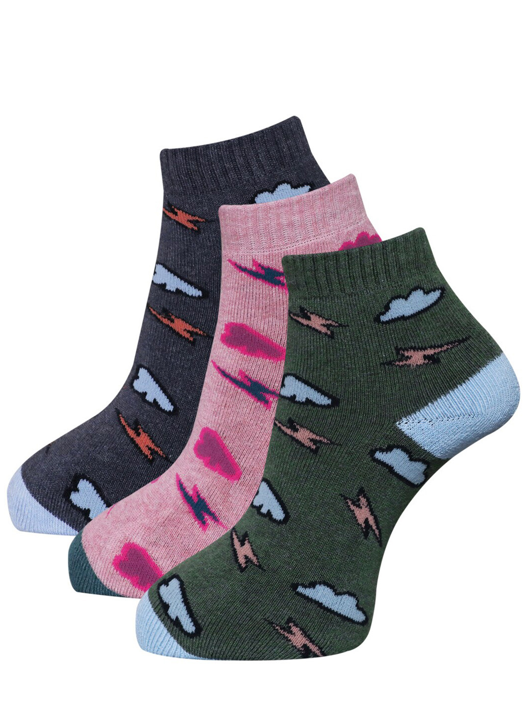

Dollar Socks Women Pack Of 3 Assorted Cotton Ankle-Length Socks