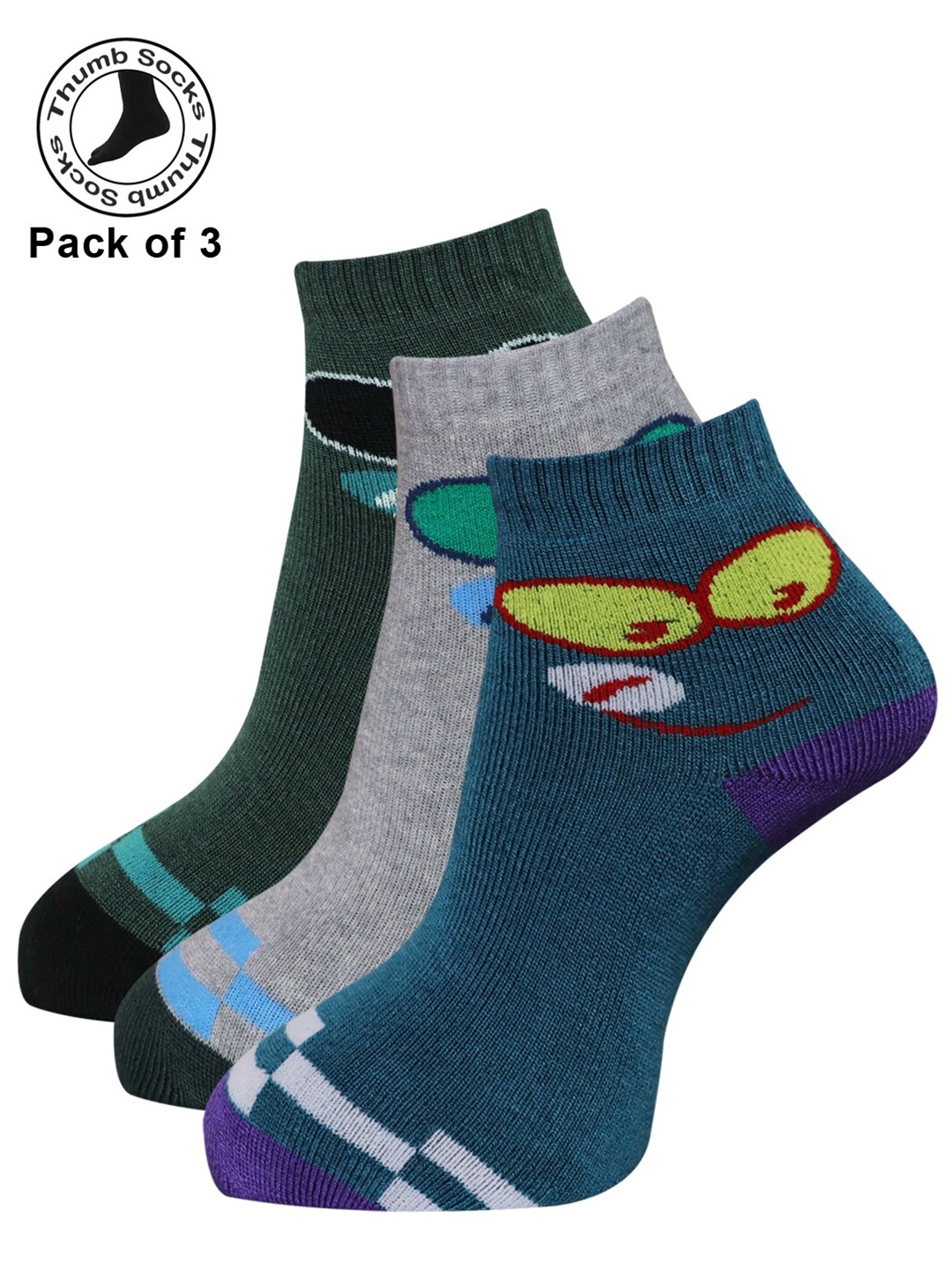 

Dollar Socks Women Pack Of 3 Assorted Ankle-Length Cotton Socks