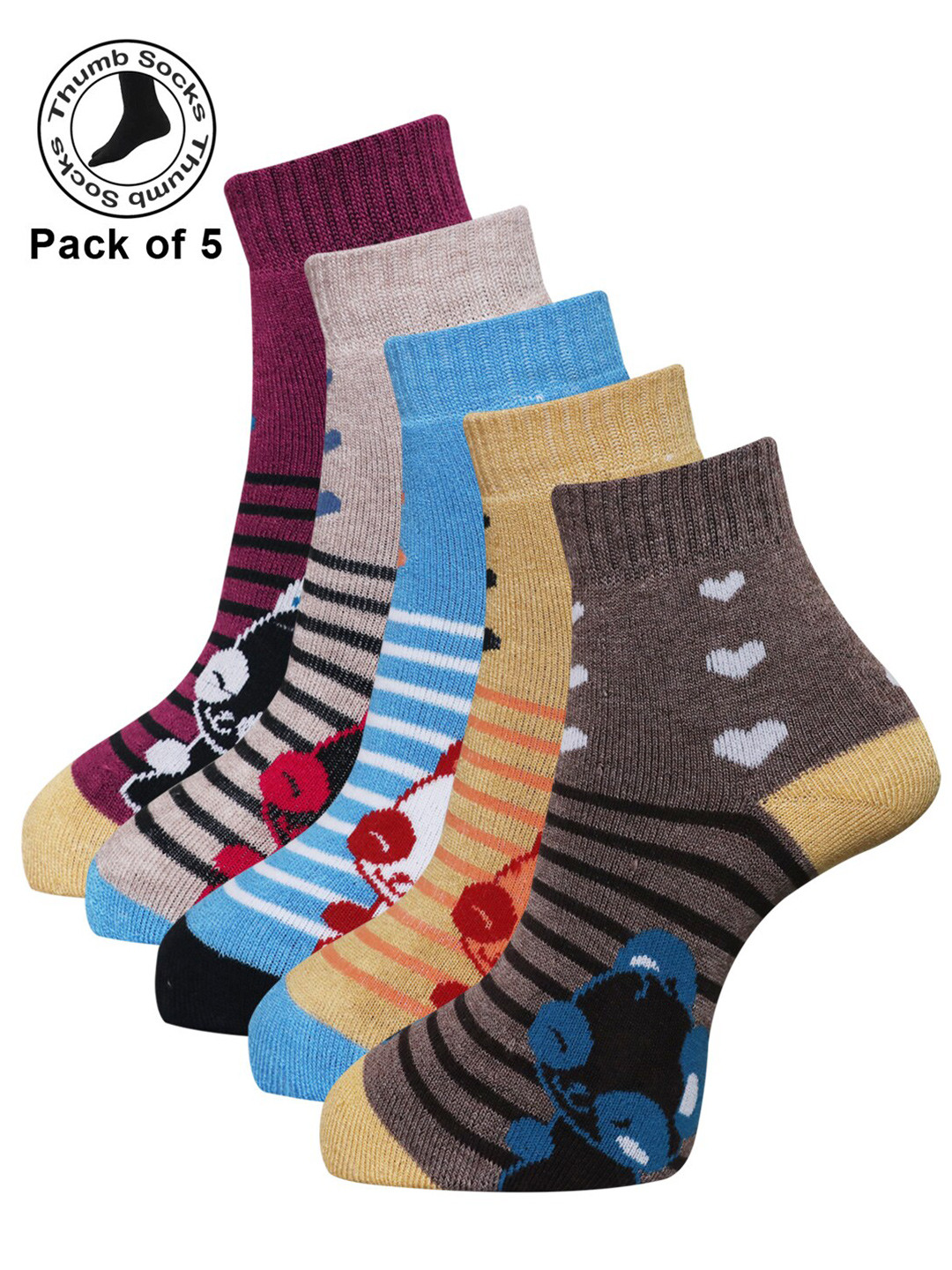 

Dollar Socks Women Pack Of 5 Assorted Cotton Ankle-Length Socks